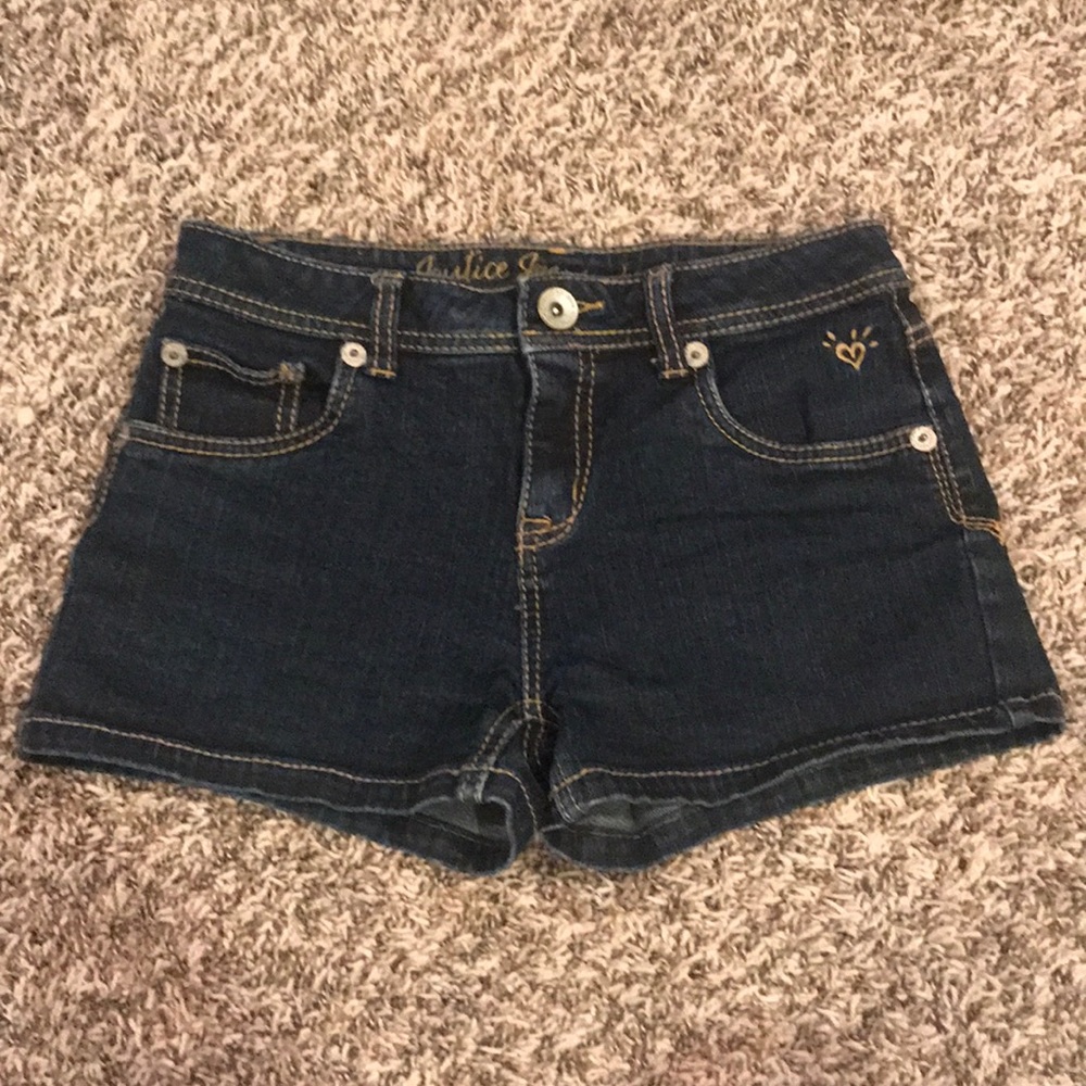 Justice dark denim shorts